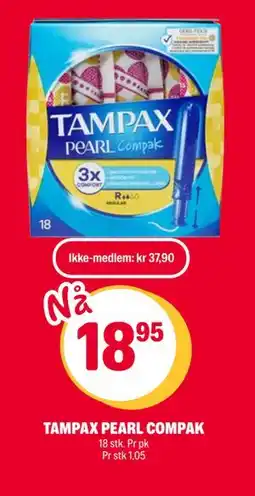 Coop Extra TAMPAX PEARL COMPAK, NOK 37.9, Medlemspris tilbud