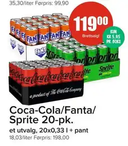 Spar Coca-Cola/Fanta/ Sprite 20-pk, NOK 119 tilbud