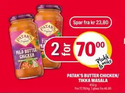 Coop Extra PATAK’S BUTTER CHICKEN/ TIKKA MASALA, NOK 70 tilbud