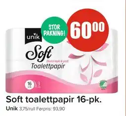 Spar Soft toalettpapir 16-pk, NOK 60 tilbud