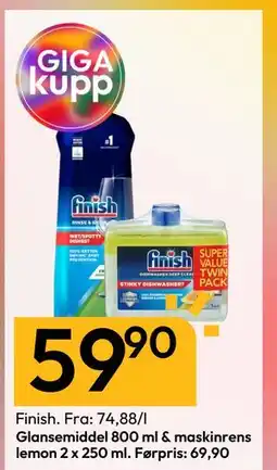 Gigaboks Glansemiddel 800 ml & maskinrens lemon 2 x 250 ML, NOK 59.9 tilbud