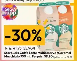 Gigaboks Starbucks Caffe Latte Multireserve /Caramel Macchiato 750 ml tilbud