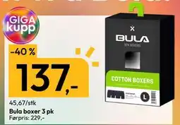 Gigaboks Bula boxer 3 pk, NOK 137 tilbud