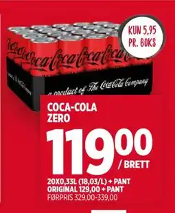 Meny COCA-COLA ZERO, NOK 119 tilbud