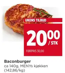 Meny Baconburger, NOK 20 tilbud