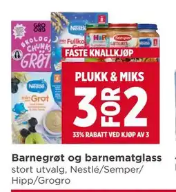 Meny Barnegrøt og barnematglass tilbud