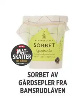 Meny SORBET AV GÅRDSEPLER FRA BAMSRUDLÅVEN tilbud