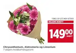 Meny Chrysanthemum, Alstromeria og Limonium, NOK 149 tilbud