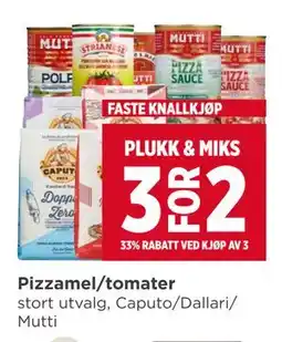 Meny Pizzamel/tomater tilbud
