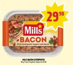 Coop Prix MILLS BACON LEVERPOSTEI, NOK 29.9 tilbud