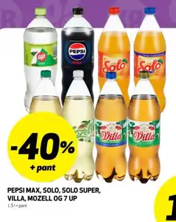 Bunnpris Pepsi max, solo, solo super, villa, mozell og 7 up tilbud