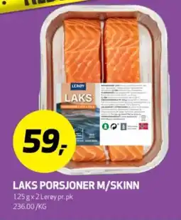 Bunnpris Laks porsjoner m/skinn tilbud