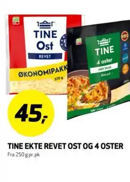 Bunnpris TINE Ekte revet ost og 4 oster tilbud