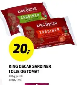Bunnpris KING OSCAR Sardiner i olje og tomat tilbud
