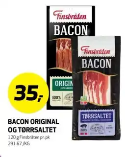 Bunnpris FINSBRÅTEN Bacon bacon original og tørrsaltet tilbud