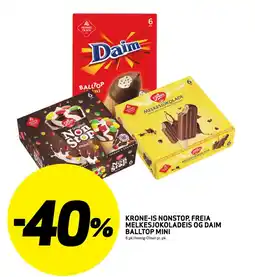 Bunnpris Krone-is nonstop. freia melkesjokoladeis og daim balltop mini tilbud