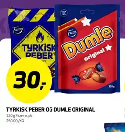 Bunnpris FAZER Tyrkisk peber og dumle original tilbud
