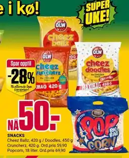 Europris SNACKS, NOK 50 tilbud