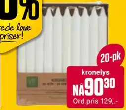 Europris kronelys, NOK 90.3 tilbud