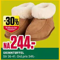 Europris SKINNTØFFEL, NOK 244 tilbud