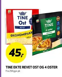 Bunnpris TINE EKTE REVET OST OG 4 OSTER, NOK 45 tilbud