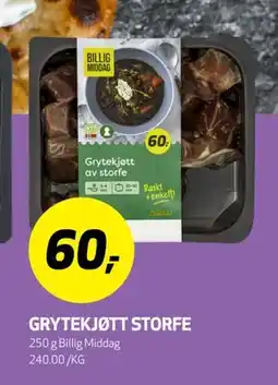 Bunnpris GRYTEKJØTT STORFE, NOK 60 tilbud