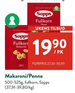 Jacobs Makaroni/Penne, NOK 19.9 tilbud