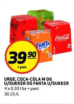 Bunnpris Urge, coca-cola mog u/sukker og fanta u/sukker tilbud