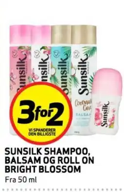 Bunnpris SUNSILK Shampoo, balsam og roll on bright blossom tilbud