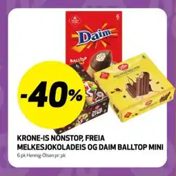 Bunnpris Krone-is nonstop, freia melkesjokoladeis og daim balltop mini tilbud