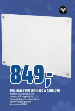 Coop Obs Mill glass wifi gen 3 600 w panelovn tilbud