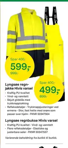 Felleskjøpet Lyngsøe regnjakke Hivis varsel, NOK 599 tilbud