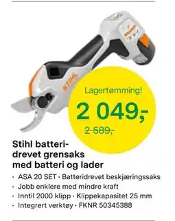 Felleskjøpet Stihl batteridrevet grensaks med batteri og lader, NOK 2049 tilbud