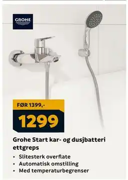 Megaflis Grohe Start kar- og dusjbatteri ettgreps, NOK 1299 tilbud
