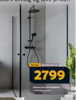 Megaflis Celeste Lucca rett dusjhjørne, NOK 2799 tilbud