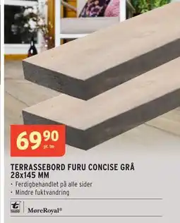 Montér TERRASSEBORD FURU CONCISE GRÅ 28x145 MM, NOK 69.9 tilbud