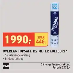 Montér OVERLAG TOPSAFE 1x7 METER KULLSORT, NOK 1990 tilbud