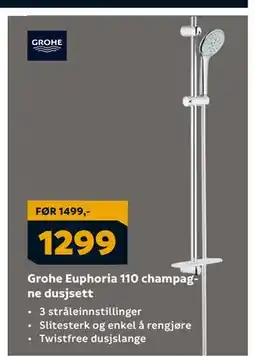 Megaflis Grohe Euphoria 110 champagne dusjsett, NOK 1299 tilbud