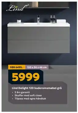 Megaflis Lind Delight 120 baderomsmøbel grå, NOK 5999 tilbud