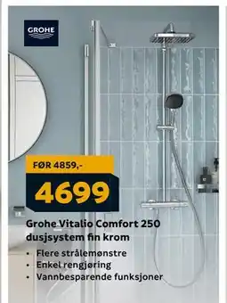 Megaflis Grohe Vitalio Comfort 250 dusjsystem fin krom, NOK 4699 tilbud