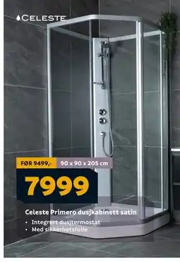 Megaflis Celeste Primero dusjkabinett satin, NOK 7999 tilbud