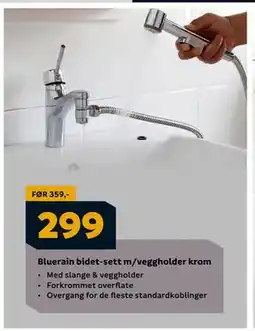 Megaflis Bluerain bidet-sett m/veggholder krom, NOK 299 tilbud
