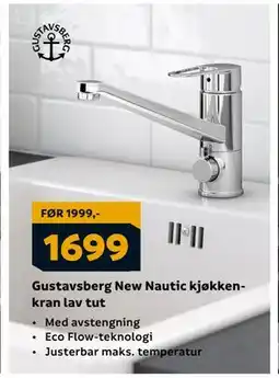Megaflis Gustavsberg New Nautic kjøkkenkran lav tut, NOK 1699 tilbud