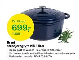 Felleskjøpet Brimi støpejerngryte blå 6 liter, NOK 699 tilbud