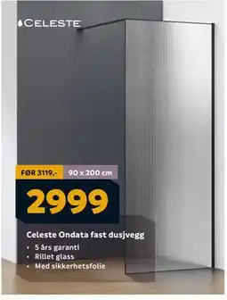 Megaflis Celeste Ondata fast dusjvegg, NOK 2999 tilbud