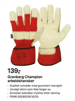Felleskjøpet Granberg Champion arbeidshansker, NOK 139 tilbud