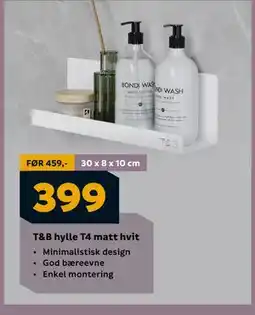 Megaflis T&B hylle T4 matt hvit, NOK 399 tilbud