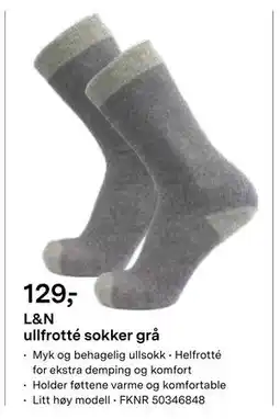 Felleskjøpet L&N ullfrotté sokker grå, NOK 129 tilbud