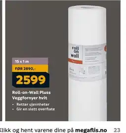 Megaflis Roll-on-Wall Pluss Veggfornyer hvit, NOK 2599 tilbud