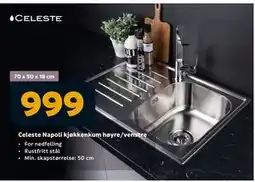 Megaflis Celeste Napoli kjøkkenkum høyre/venstre, NOK 999 tilbud